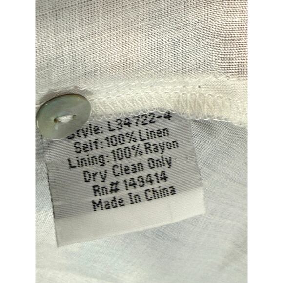 Johnny Was Aster Tiered Midi Dress White Blue Floral XL 100% Linen Boho - Picture 11 of 12